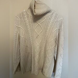 Vintage Eddie Bauer Fisherman Cable Cream Turtleneck Sweater - XL